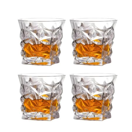 UMAI Whiskey Glasses Set of 4 (280ml) | Lead Free | Elegant Design | Transparent