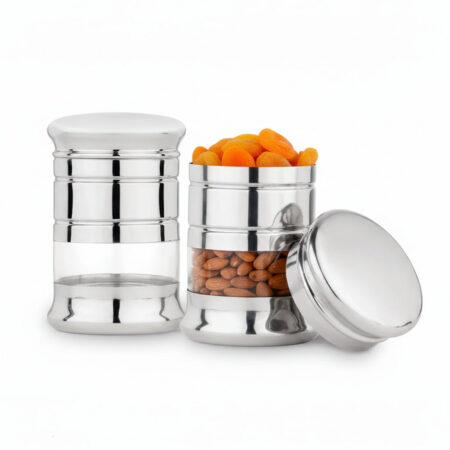 USHA SHRIRAM Stainless Steel Containers 1.5L | Set of 2 | Rust Proof | Kitchen Storage Dabba