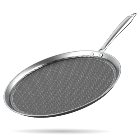 Esspy Honeycomb Triply Non Stick Dosa Tawa | Stainless Steel Tawa for Dosa | Tawa for Roti/Chapati/Paratha | Metal Spatula Friendly, 4.0 mm Thick, Honeycomb Pattern, Riveted Handle, Food Safe